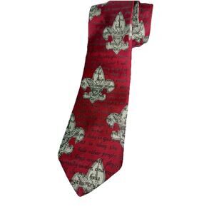 Vintage BSA Boy Scouts Of America Neck Tie Scout Oath Promise Fleur De Lis USA